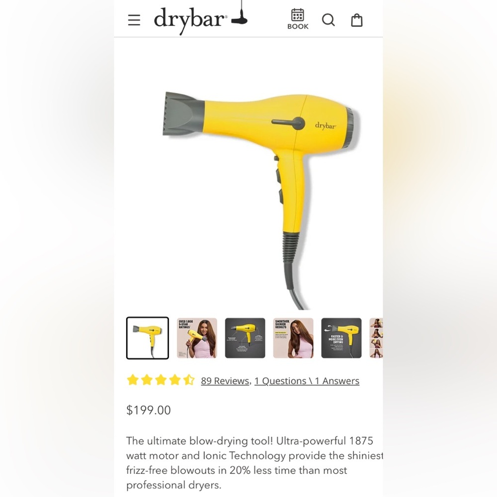 Drybar Yellow and Gray Hair Dryer with Diffuser